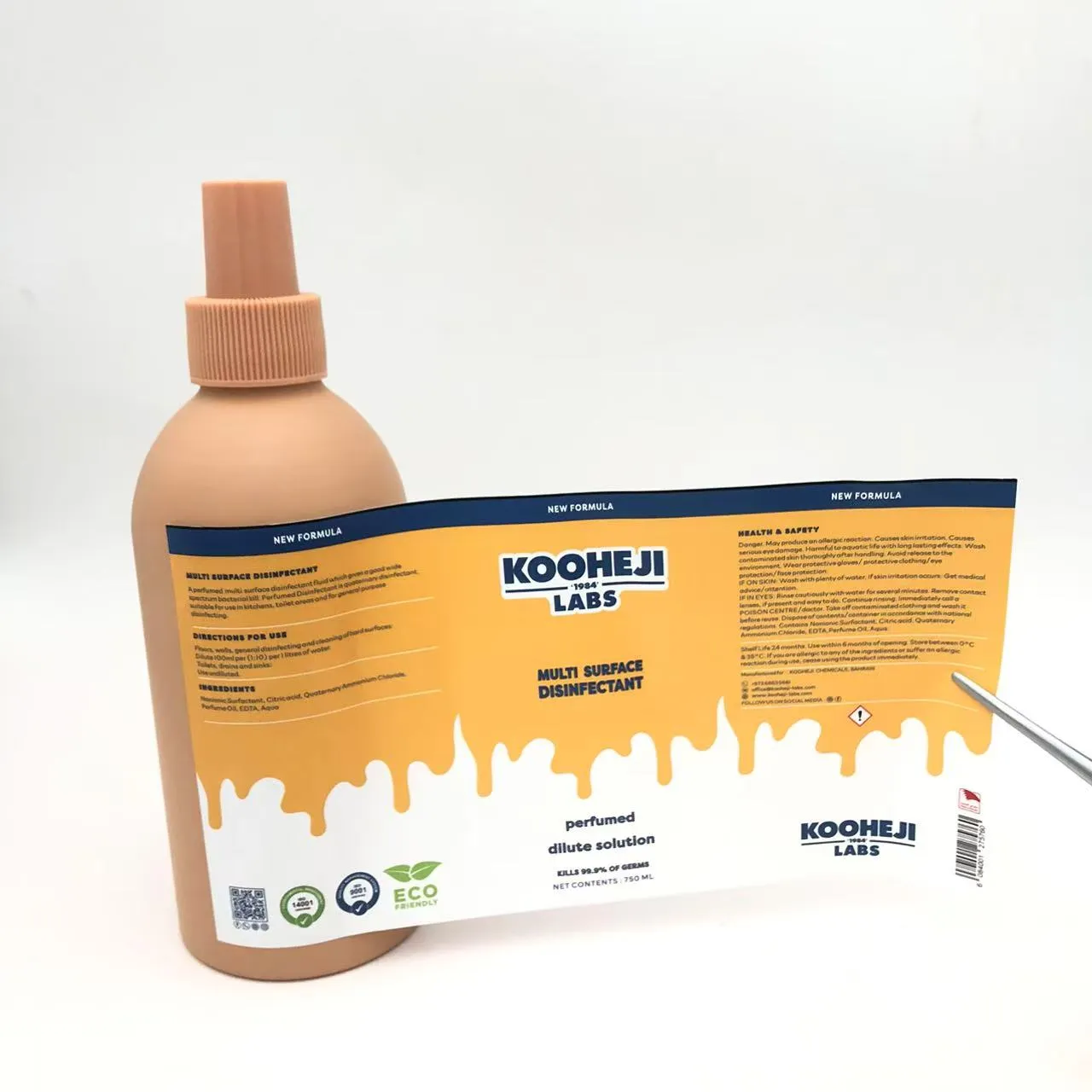 Dezinfekavimo priemonių butelių pakuotės etiketės